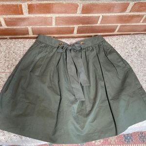 Kate Spade army green 18 inch beautiful tie up skirt